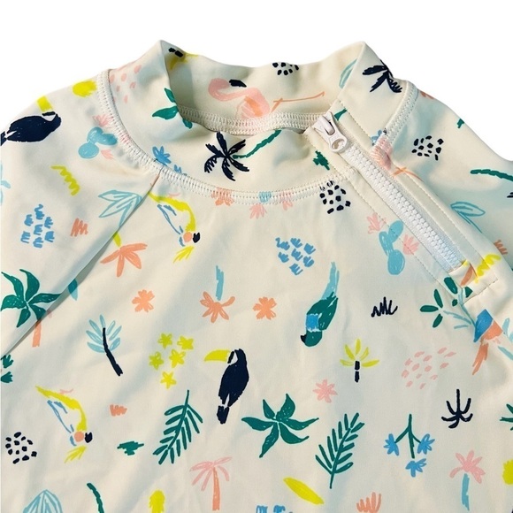 HANNA ANDERRSON GIRLS RASHGUARD SWIM TOP WITH TROPICAL PATTERN SIZE 6-7 - Picture 9 of 9